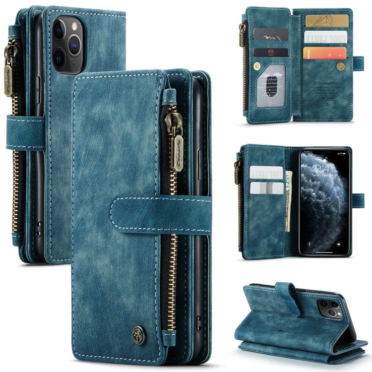 For iPhone 11 Pro CaseMe-C30 PU + TPU Multifunctional Horizontal Flip Leather Case with Holder & Card Slot & Wallet & Zipper Pocket (Blue) - HoMEdemic™ 