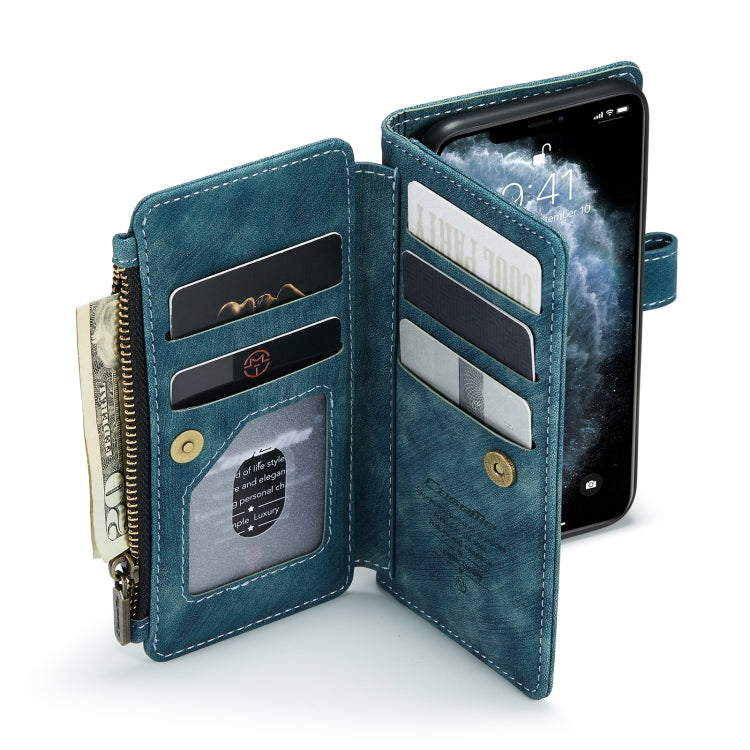 For iPhone 11 Pro CaseMe-C30 PU + TPU Multifunctional Horizontal Flip Leather Case with Holder & Card Slot & Wallet & Zipper Pocket (Blue) - HoMEdemic™ 