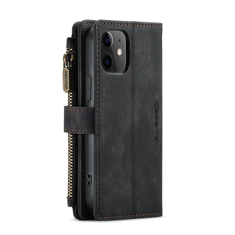 For iPhone 12 mini CaseMe-C30 PU + TPU Multifunctional Horizontal Flip Leather Case with Holder & Card Slot & Wallet & Zipper Pocket (Black) - HoMEdemic™ 
