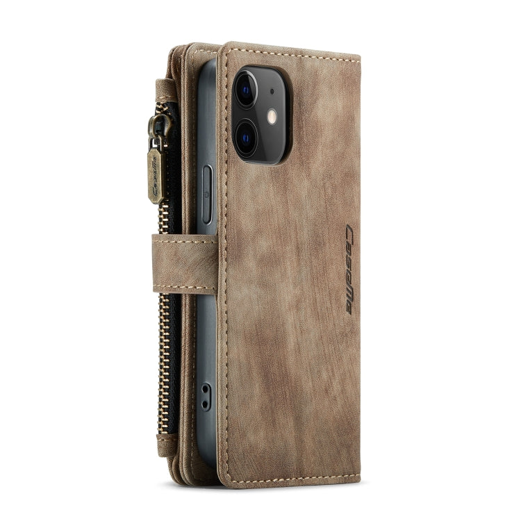 For iPhone 12 mini CaseMe-C30 PU + TPU Multifunctional Horizontal Flip Leather Case with Holder & Card Slot & Wallet & Zipper Pocket (Brown) - HoMEdemic™ 