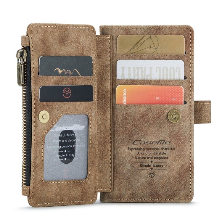 For iPhone 12 mini CaseMe-C30 PU + TPU Multifunctional Horizontal Flip Leather Case with Holder & Card Slot & Wallet & Zipper Pocket (Brown) - HoMEdemic™ 