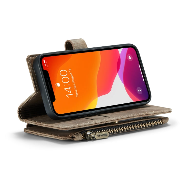 For iPhone 12 mini CaseMe-C30 PU + TPU Multifunctional Horizontal Flip Leather Case with Holder & Card Slot & Wallet & Zipper Pocket (Brown) - HoMEdemic™ 