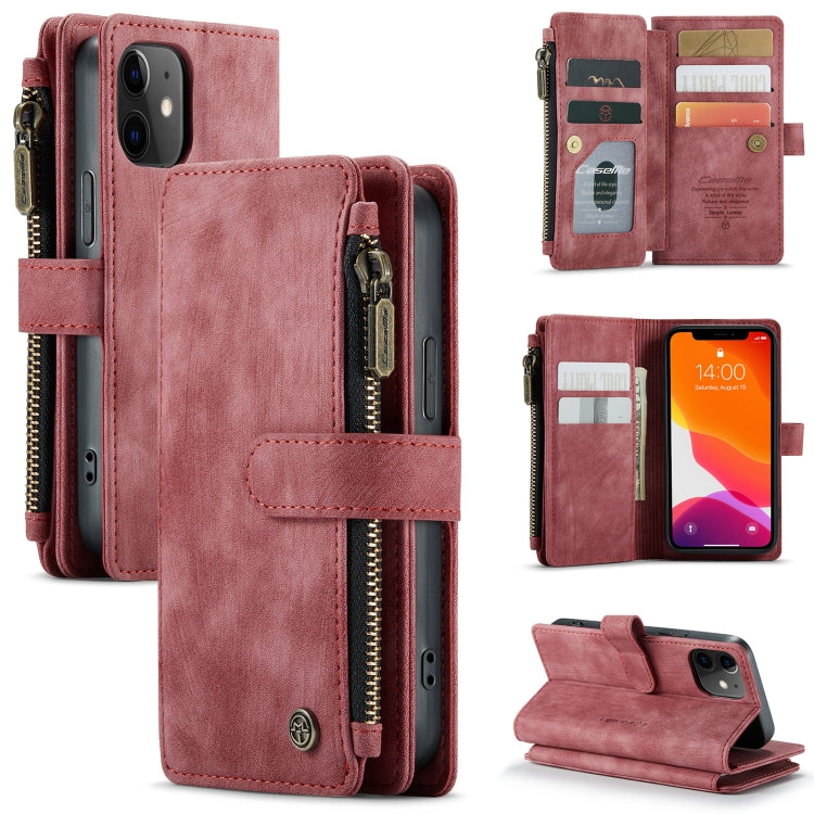 For iPhone 12 mini CaseMe-C30 PU + TPU Multifunctional Horizontal Flip Leather Case with Holder & Card Slot & Wallet & Zipper Pocket (Red) - HoMEdemic™ 