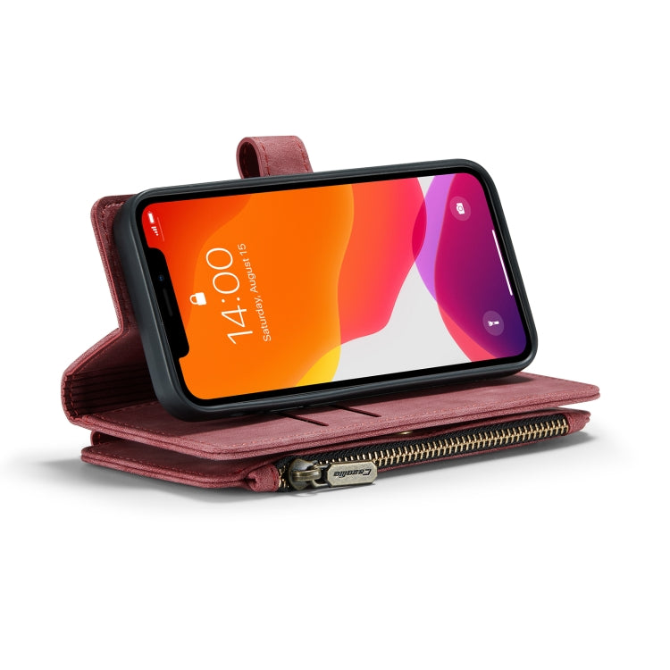 For iPhone 12 mini CaseMe-C30 PU + TPU Multifunctional Horizontal Flip Leather Case with Holder & Card Slot & Wallet & Zipper Pocket (Red) - HoMEdemic™ 