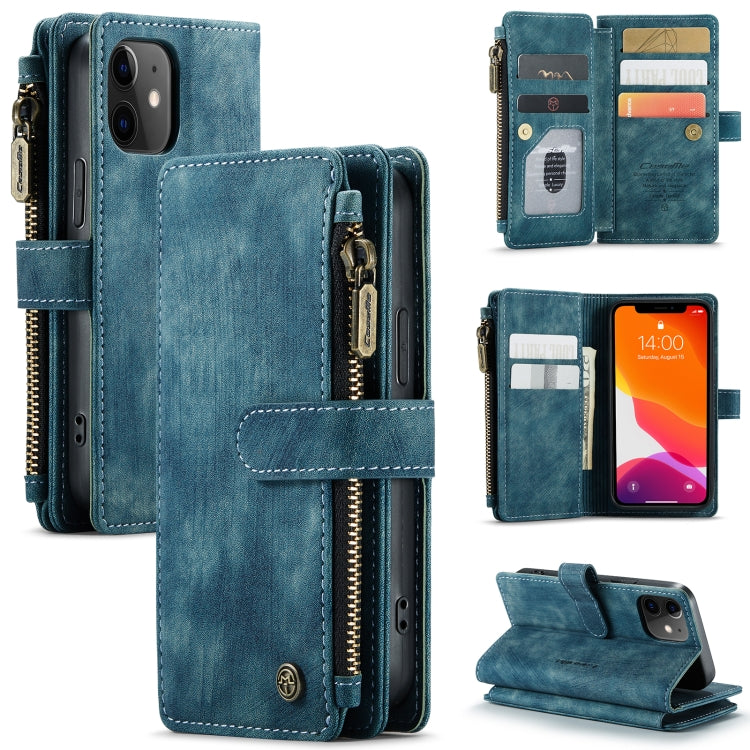 For iPhone 12 mini CaseMe-C30 PU + TPU Multifunctional Horizontal Flip Leather Case with Holder & Card Slot & Wallet & Zipper Pocket (Blue) - HoMEdemic™ 