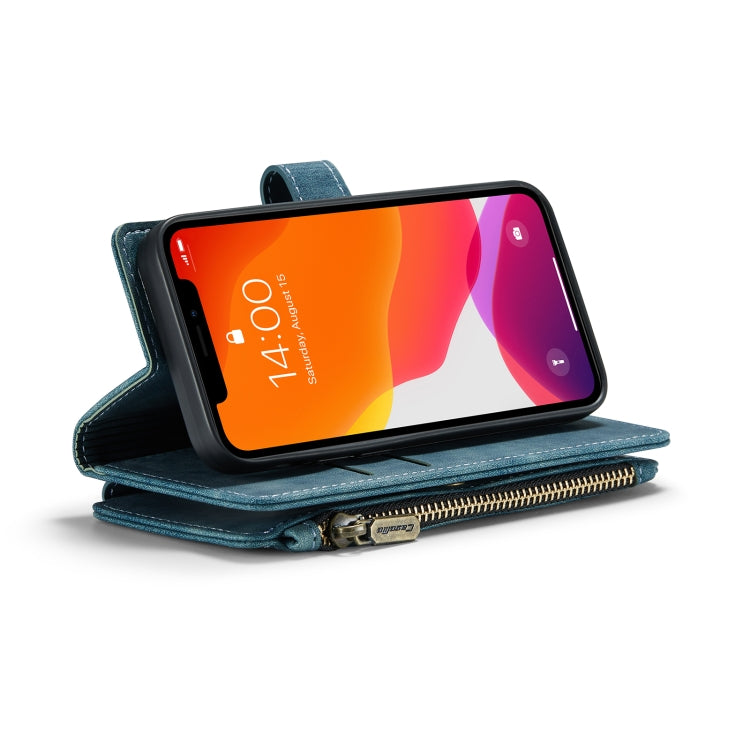 For iPhone 12 mini CaseMe-C30 PU + TPU Multifunctional Horizontal Flip Leather Case with Holder & Card Slot & Wallet & Zipper Pocket (Blue) - HoMEdemic™ 