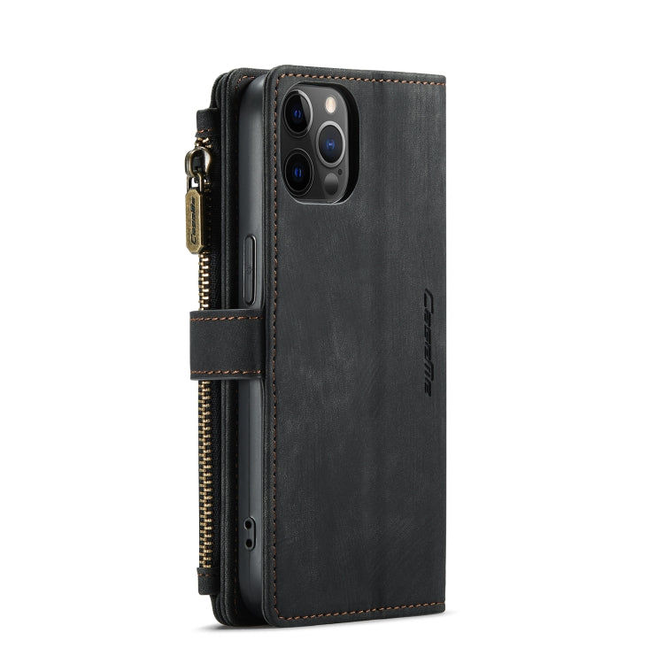 For iPhone 12 / 12 Pro CaseMe-C30 PU + TPU Multifunctional Horizontal Flip Leather Case with Holder & Card Slot & Wallet & Zipper Pocket(Black) - HoMEdemic™ 