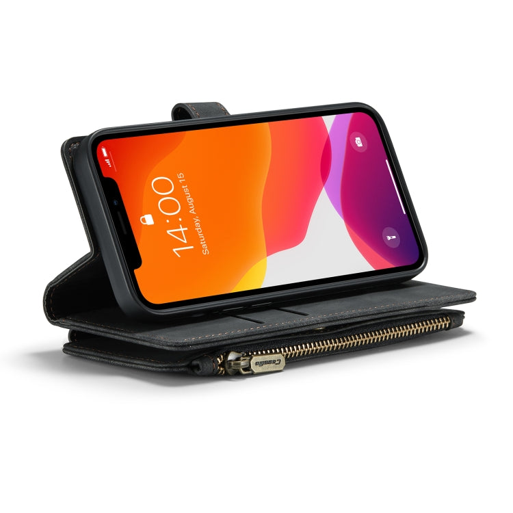For iPhone 12 / 12 Pro CaseMe-C30 PU + TPU Multifunctional Horizontal Flip Leather Case with Holder & Card Slot & Wallet & Zipper Pocket(Black) - HoMEdemic™ 