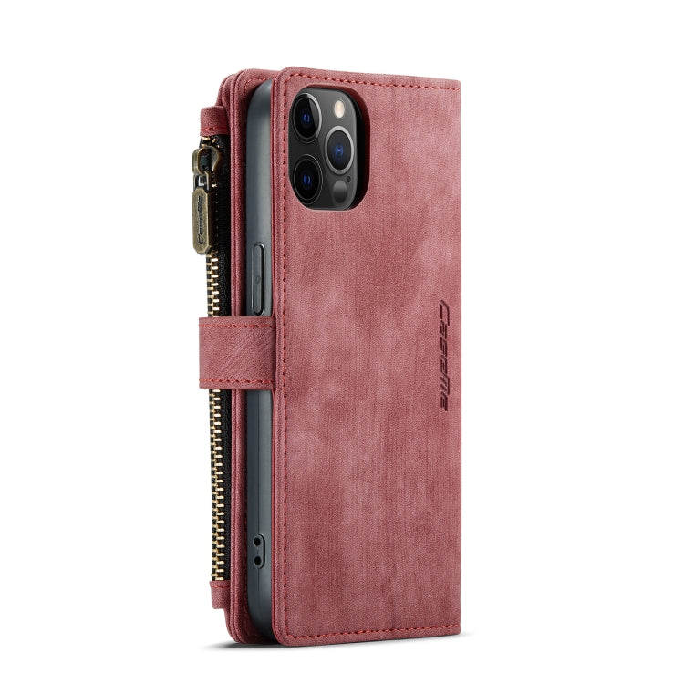 For iPhone 12 / 12 Pro CaseMe-C30 PU + TPU Multifunctional Horizontal Flip Leather Case with Holder & Card Slot & Wallet & Zipper Pocket(Red) - HoMEdemic™ 