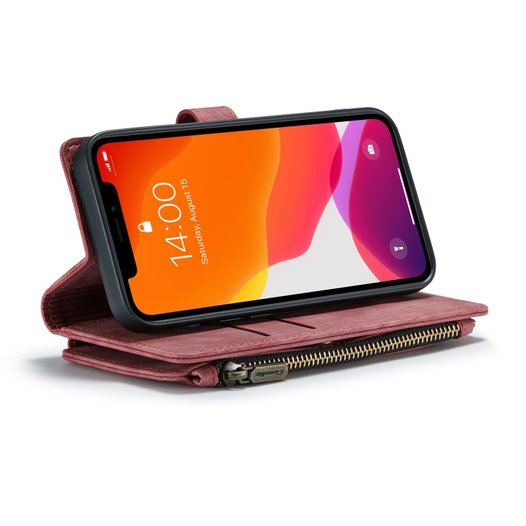 For iPhone 12 / 12 Pro CaseMe-C30 PU + TPU Multifunctional Horizontal Flip Leather Case with Holder & Card Slot & Wallet & Zipper Pocket(Red) - HoMEdemic™ 