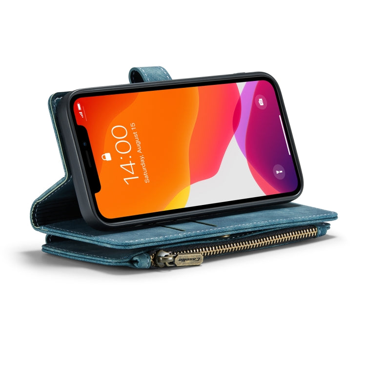 For iPhone 12 / 12 Pro CaseMe-C30 PU + TPU Multifunctional Horizontal Flip Leather Case with Holder & Card Slot & Wallet & Zipper Pocket(Blue) - HoMEdemic™ 