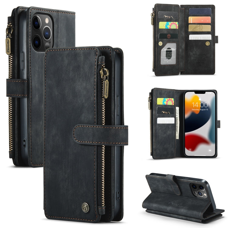 For iPhone 12 Pro Max CaseMe-C30 PU + TPU Multifunctional Horizontal Flip Leather Case with Holder & Card Slot & Wallet & Zipper Pocket(Black) - HoMEdemic™ 