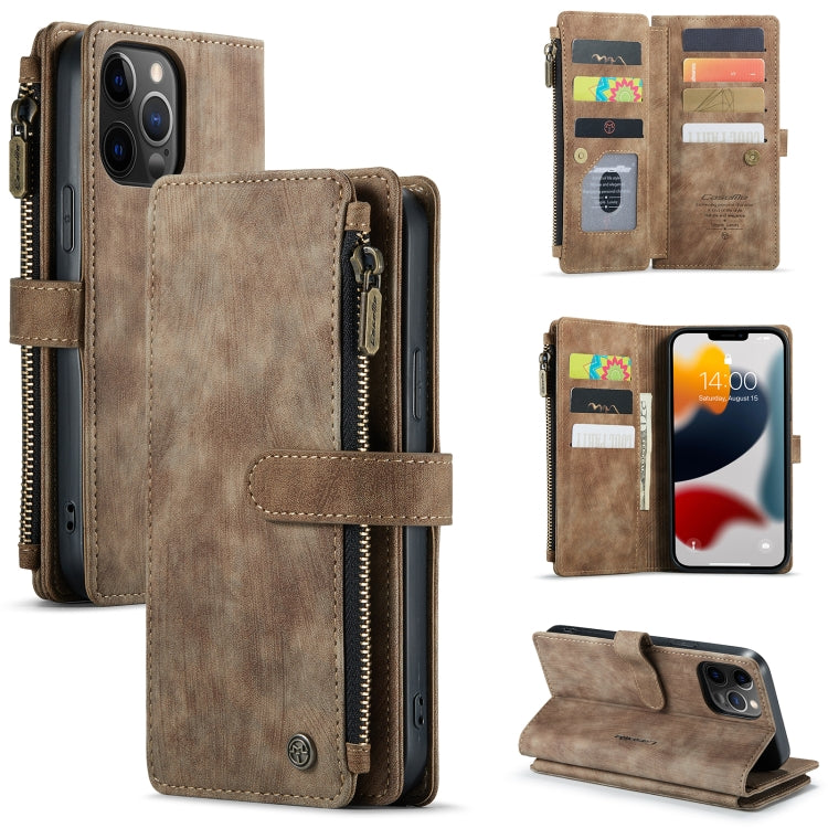 For iPhone 12 Pro Max CaseMe-C30 PU + TPU Multifunctional Horizontal Flip Leather Case with Holder & Card Slot & Wallet & Zipper Pocket(Brown) - HoMEdemic™ 