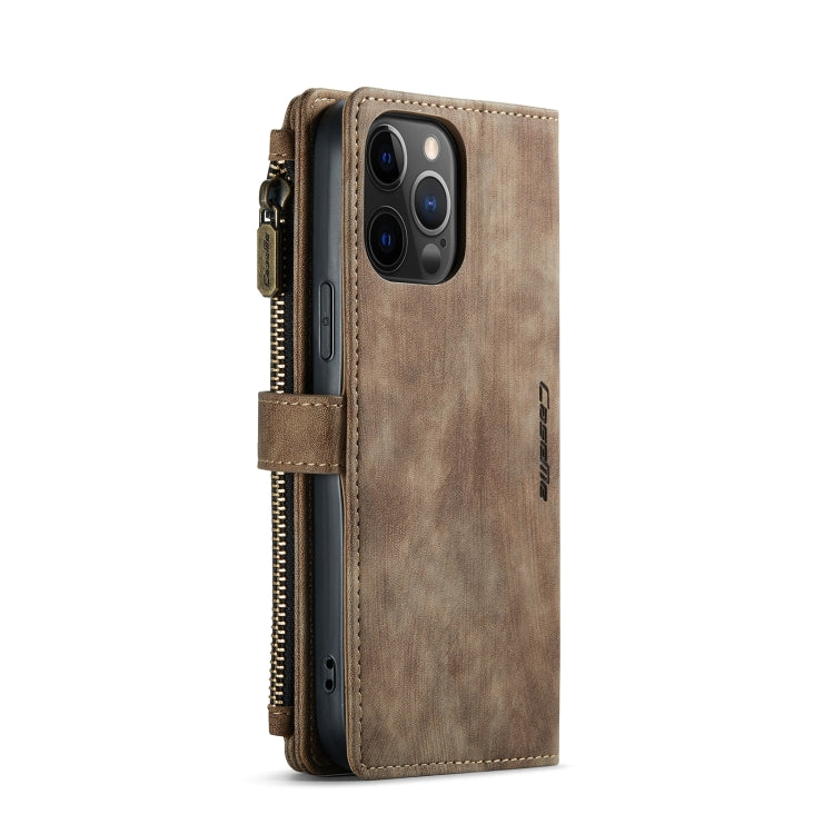 For iPhone 12 Pro Max CaseMe-C30 PU + TPU Multifunctional Horizontal Flip Leather Case with Holder & Card Slot & Wallet & Zipper Pocket(Brown) - HoMEdemic™ 