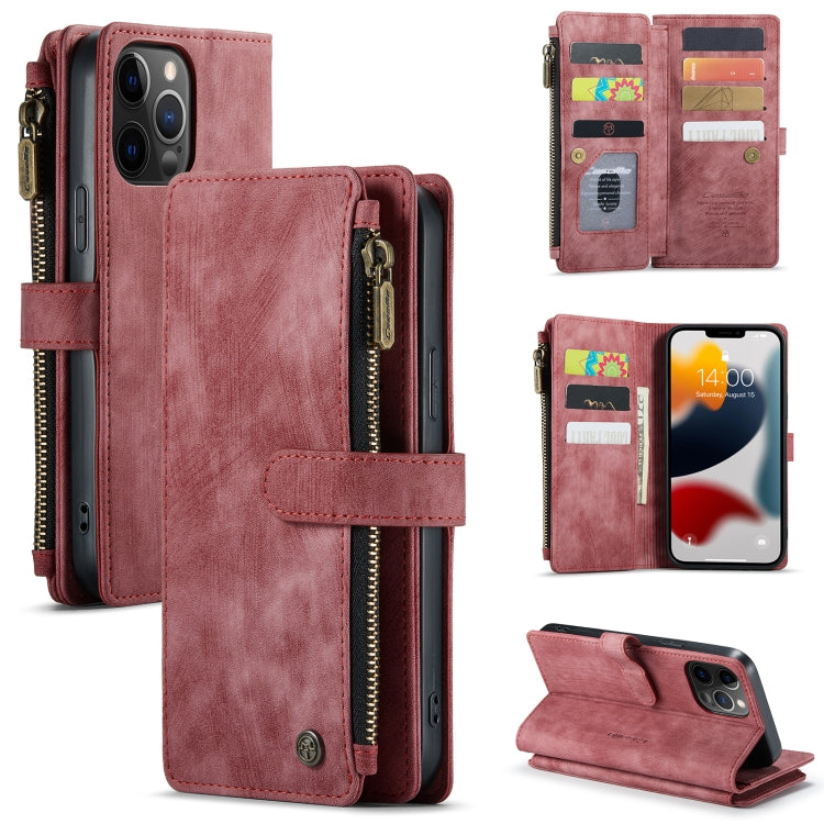 For iPhone 12 Pro Max CaseMe-C30 PU + TPU Multifunctional Horizontal Flip Leather Case with Holder & Card Slot & Wallet & Zipper Pocket(Red) - HoMEdemic™ 
