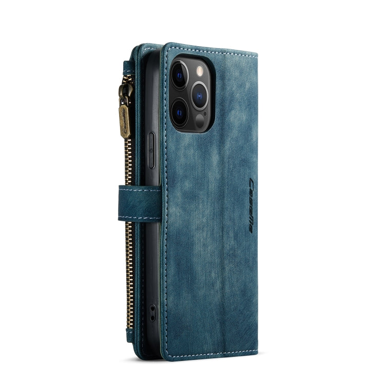 For iPhone 12 Pro Max CaseMe-C30 PU + TPU Multifunctional Horizontal Flip Leather Case with Holder & Card Slot & Wallet & Zipper Pocket(Blue) - HoMEdemic™ 