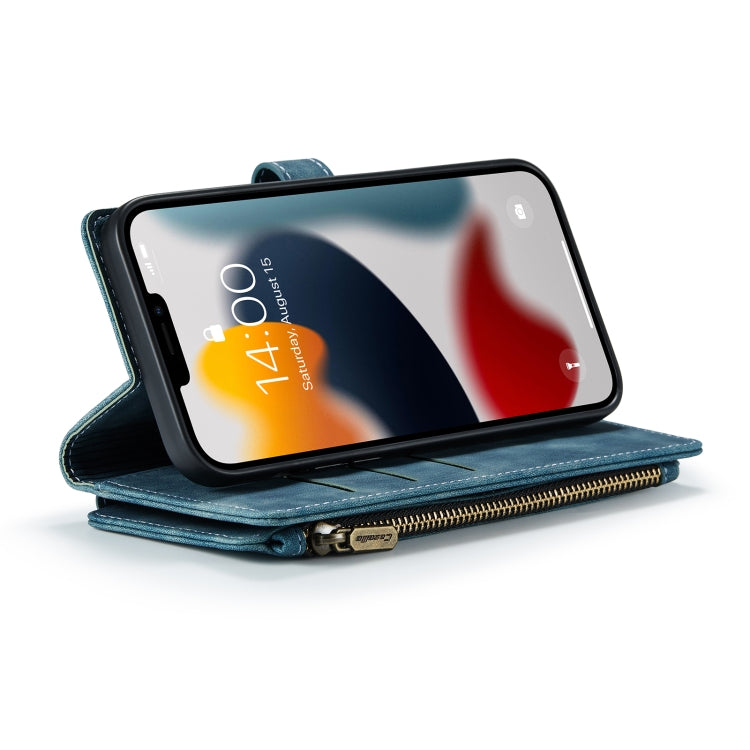 For iPhone 12 Pro Max CaseMe-C30 PU + TPU Multifunctional Horizontal Flip Leather Case with Holder & Card Slot & Wallet & Zipper Pocket(Blue) - HoMEdemic™ 