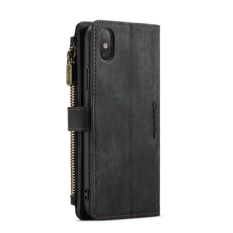 For iPhone X / XS CaseMe-C30 PU + TPU Multifunctional Horizontal Flip Leather Case with Holder & Card Slot & Wallet & Zipper Pocket(Black) - HoMEdemic™ 