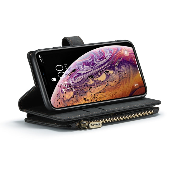 For iPhone X / XS CaseMe-C30 PU + TPU Multifunctional Horizontal Flip Leather Case with Holder & Card Slot & Wallet & Zipper Pocket(Black) - HoMEdemic™ 