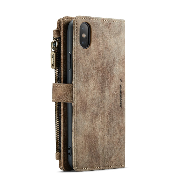 For iPhone X / XS CaseMe-C30 PU + TPU Multifunctional Horizontal Flip Leather Case with Holder & Card Slot & Wallet & Zipper Pocket(Brown) - HoMEdemic™ 
