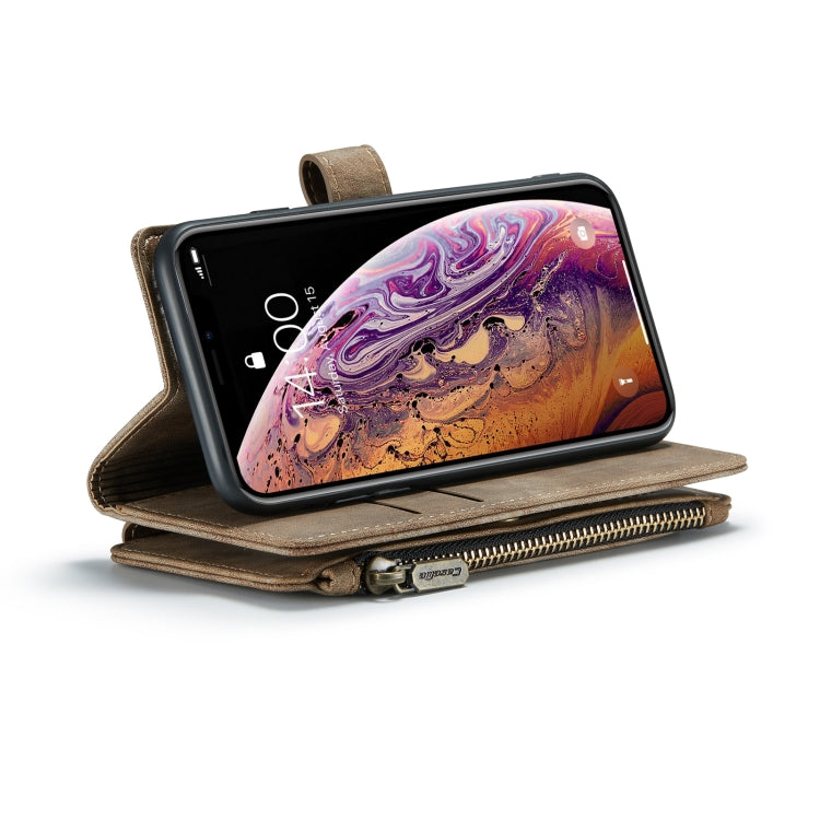 For iPhone X / XS CaseMe-C30 PU + TPU Multifunctional Horizontal Flip Leather Case with Holder & Card Slot & Wallet & Zipper Pocket(Brown) - HoMEdemic™ 