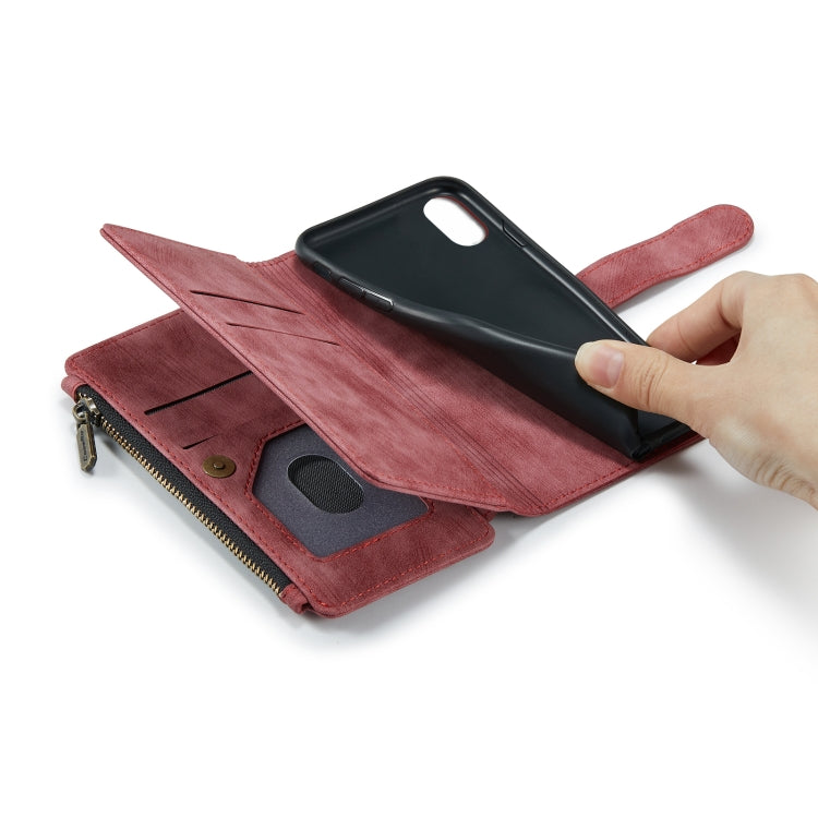 For iPhone X / XS CaseMe-C30 PU + TPU Multifunctional Horizontal Flip Leather Case with Holder & Card Slot & Wallet & Zipper Pocket(Red) - HoMEdemic™ 