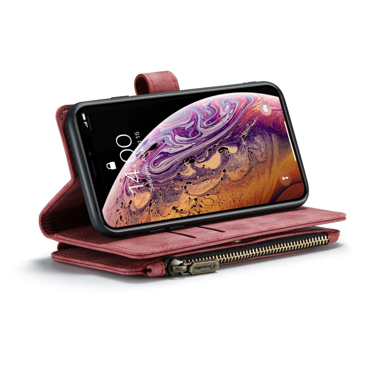 For iPhone X / XS CaseMe-C30 PU + TPU Multifunctional Horizontal Flip Leather Case with Holder & Card Slot & Wallet & Zipper Pocket(Red) - HoMEdemic™ 