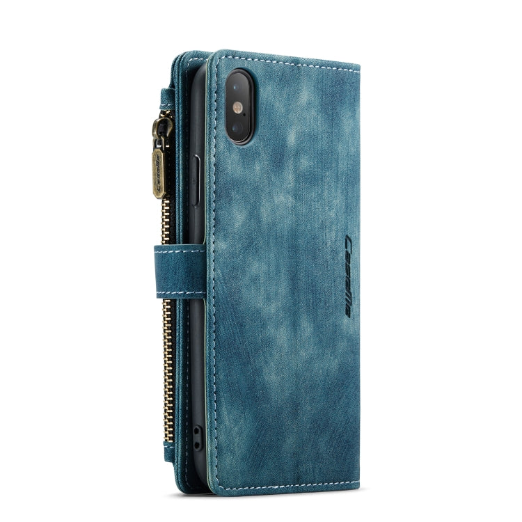 For iPhone X / XS CaseMe-C30 PU + TPU Multifunctional Horizontal Flip Leather Case with Holder & Card Slot & Wallet & Zipper Pocket(Blue) - HoMEdemic™ 