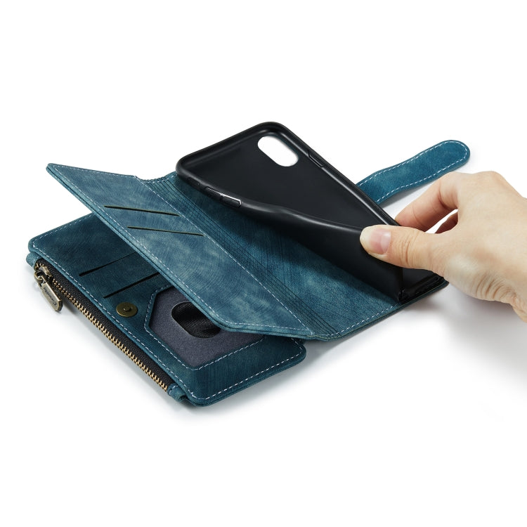 For iPhone X / XS CaseMe-C30 PU + TPU Multifunctional Horizontal Flip Leather Case with Holder & Card Slot & Wallet & Zipper Pocket(Blue) - HoMEdemic™ 