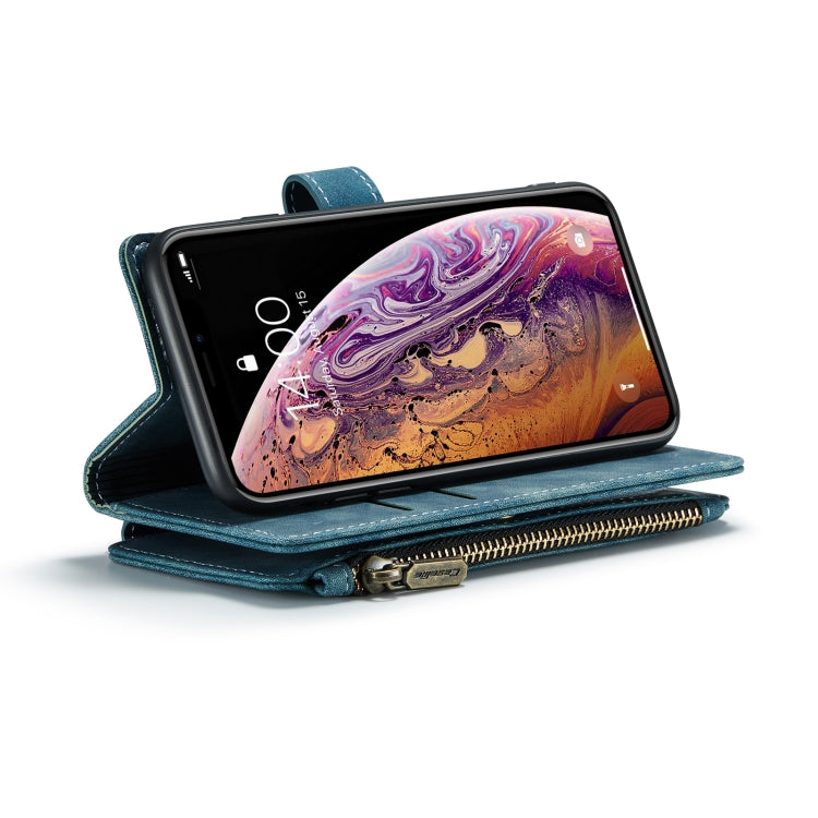 For iPhone X / XS CaseMe-C30 PU + TPU Multifunctional Horizontal Flip Leather Case with Holder & Card Slot & Wallet & Zipper Pocket(Blue) - HoMEdemic™ 