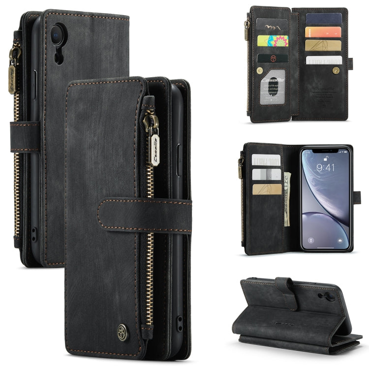 For iPhone XR CaseMe-C30 PU + TPU Multifunctional Horizontal Flip Leather Case with Holder & Card Slot & Wallet & Zipper Pocket(Black) - HoMEdemic™ 