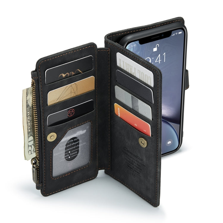 For iPhone XR CaseMe-C30 PU + TPU Multifunctional Horizontal Flip Leather Case with Holder & Card Slot & Wallet & Zipper Pocket(Black) - HoMEdemic™ 