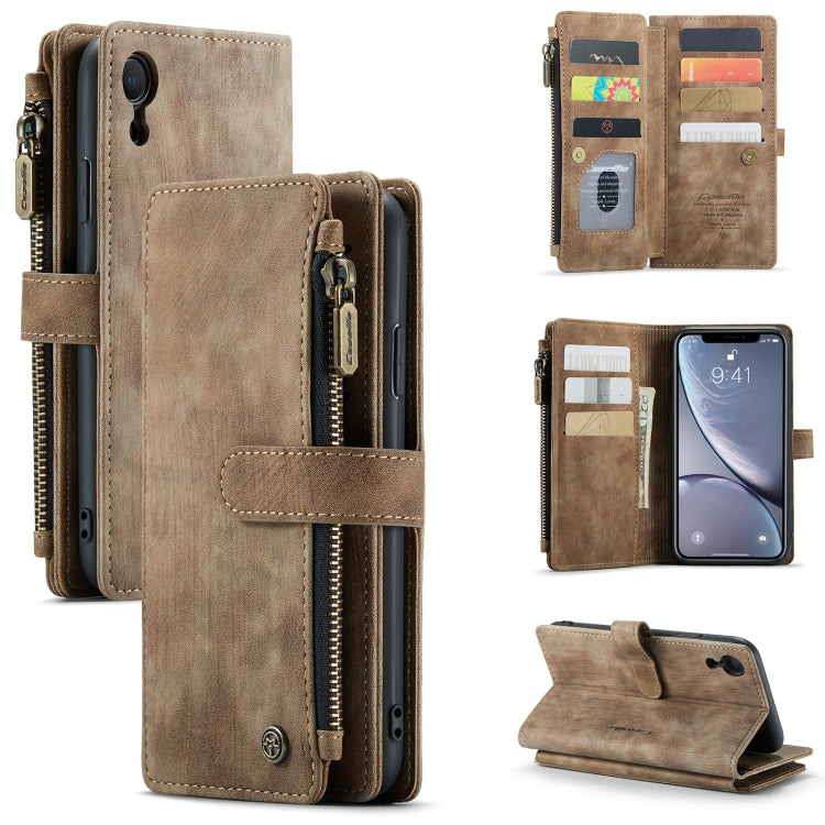 For iPhone XR CaseMe-C30 PU + TPU Multifunctional Horizontal Flip Leather Case with Holder & Card Slot & Wallet & Zipper Pocket(Brown) - HoMEdemic™ 
