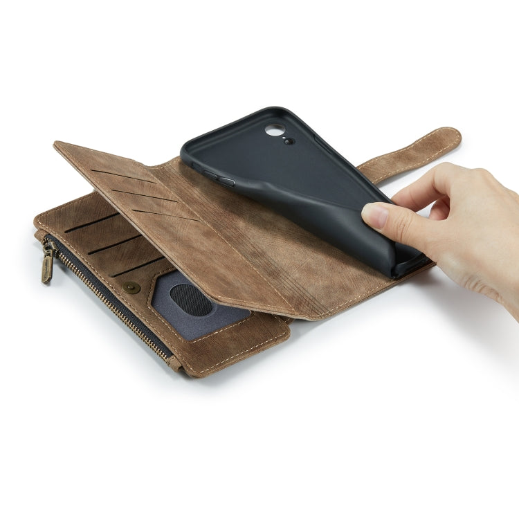 For iPhone XR CaseMe-C30 PU + TPU Multifunctional Horizontal Flip Leather Case with Holder & Card Slot & Wallet & Zipper Pocket(Brown) - HoMEdemic™ 