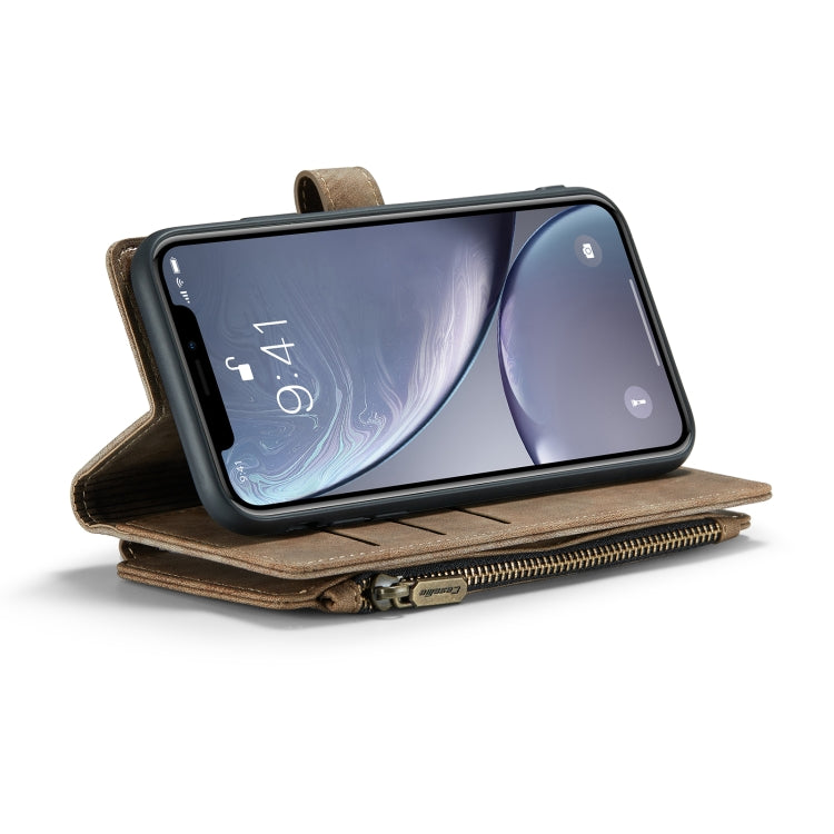 For iPhone XR CaseMe-C30 PU + TPU Multifunctional Horizontal Flip Leather Case with Holder & Card Slot & Wallet & Zipper Pocket(Brown) - HoMEdemic™ 