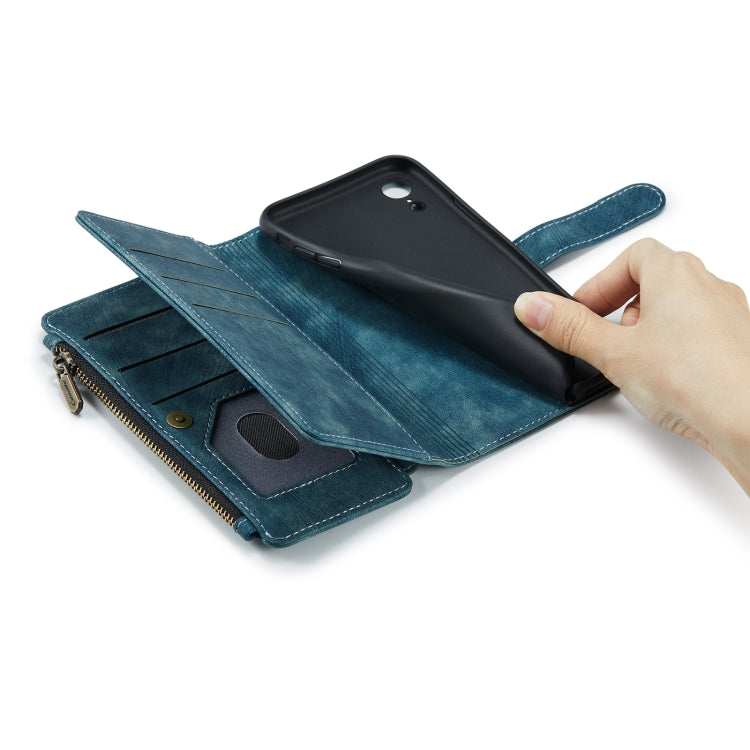 For iPhone XR CaseMe-C30 PU + TPU Multifunctional Horizontal Flip Leather Case with Holder & Card Slot & Wallet & Zipper Pocket(Blue) - HoMEdemic™ 