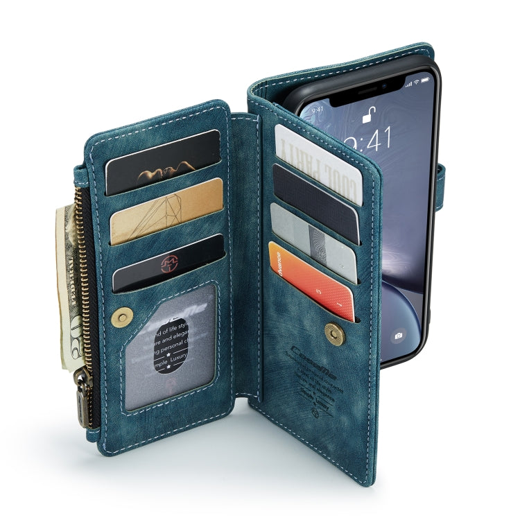For iPhone XR CaseMe-C30 PU + TPU Multifunctional Horizontal Flip Leather Case with Holder & Card Slot & Wallet & Zipper Pocket(Blue) - HoMEdemic™ 