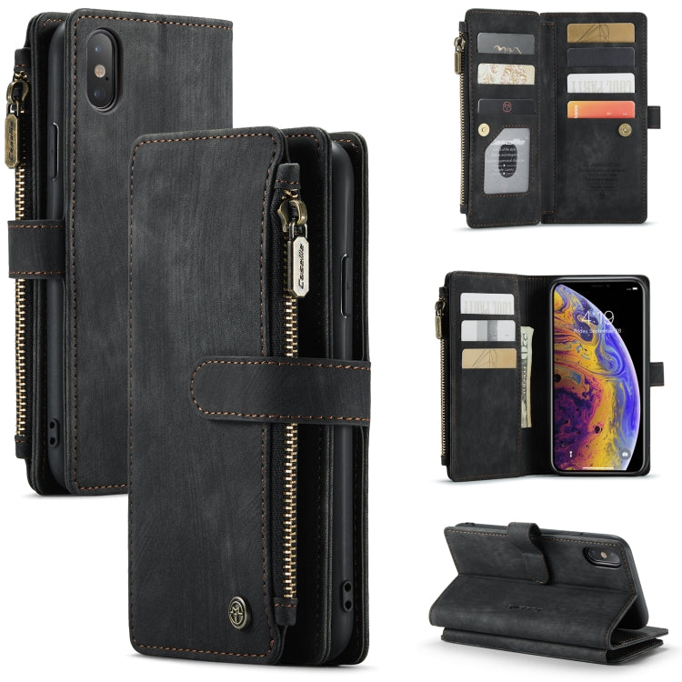 For iPhone XS Max CaseMe-C30 PU + TPU Multifunctional Horizontal Flip Leather Case with Holder & Card Slot & Wallet & Zipper Pocket(Black) - HoMEdemic™ 
