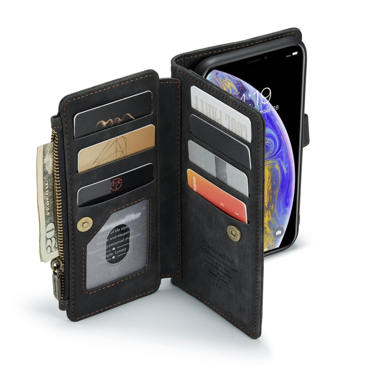 For iPhone XS Max CaseMe-C30 PU + TPU Multifunctional Horizontal Flip Leather Case with Holder & Card Slot & Wallet & Zipper Pocket(Black) - HoMEdemic™ 