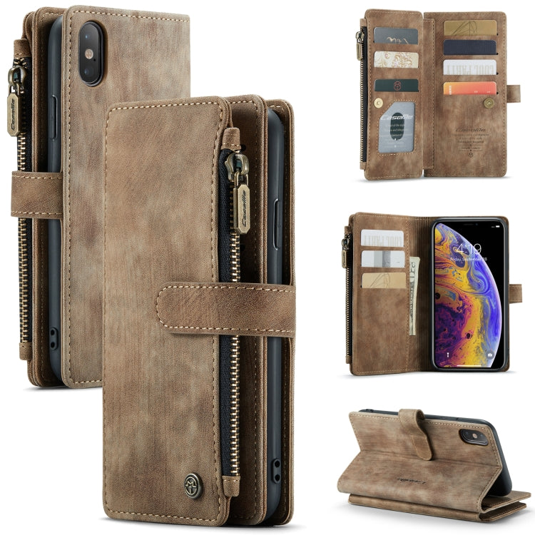 For iPhone XS Max CaseMe-C30 PU + TPU Multifunctional Horizontal Flip Leather Case with Holder & Card Slot & Wallet & Zipper Pocket(Brown) - HoMEdemic™ 