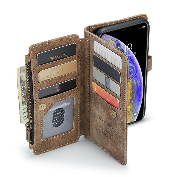 For iPhone XS Max CaseMe-C30 PU + TPU Multifunctional Horizontal Flip Leather Case with Holder & Card Slot & Wallet & Zipper Pocket(Brown) - HoMEdemic™ 