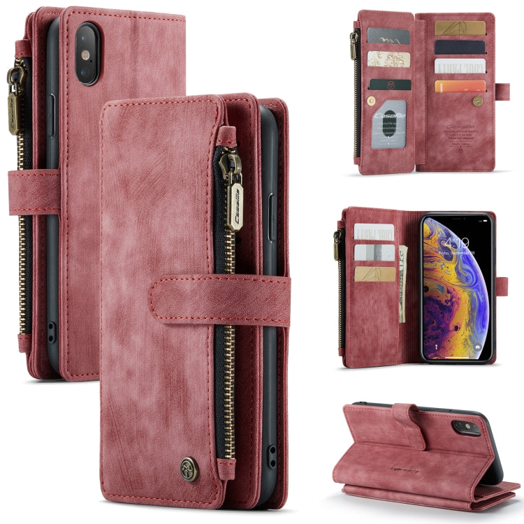 For iPhone XS Max CaseMe-C30 PU + TPU Multifunctional Horizontal Flip Leather Case with Holder & Card Slot & Wallet & Zipper Pocket(Red) - HoMEdemic™ 