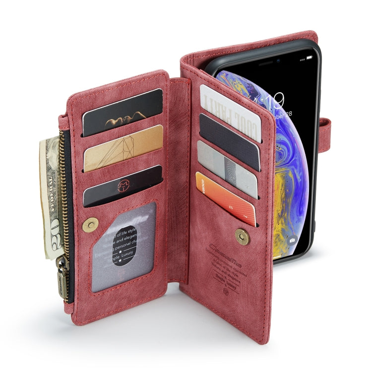 For iPhone XS Max CaseMe-C30 PU + TPU Multifunctional Horizontal Flip Leather Case with Holder & Card Slot & Wallet & Zipper Pocket(Red) - HoMEdemic™ 
