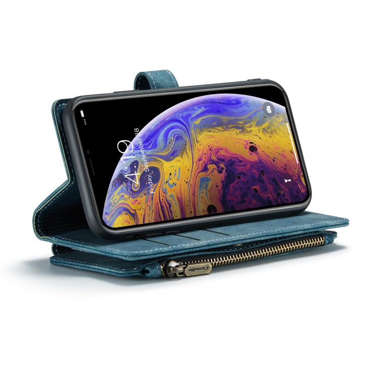 For iPhone XS Max CaseMe-C30 PU + TPU Multifunctional Horizontal Flip Leather Case with Holder & Card Slot & Wallet & Zipper Pocket(Blue) - HoMEdemic™ 