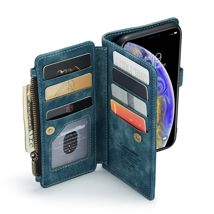 For iPhone XS Max CaseMe-C30 PU + TPU Multifunctional Horizontal Flip Leather Case with Holder & Card Slot & Wallet & Zipper Pocket(Blue) - HoMEdemic™ 