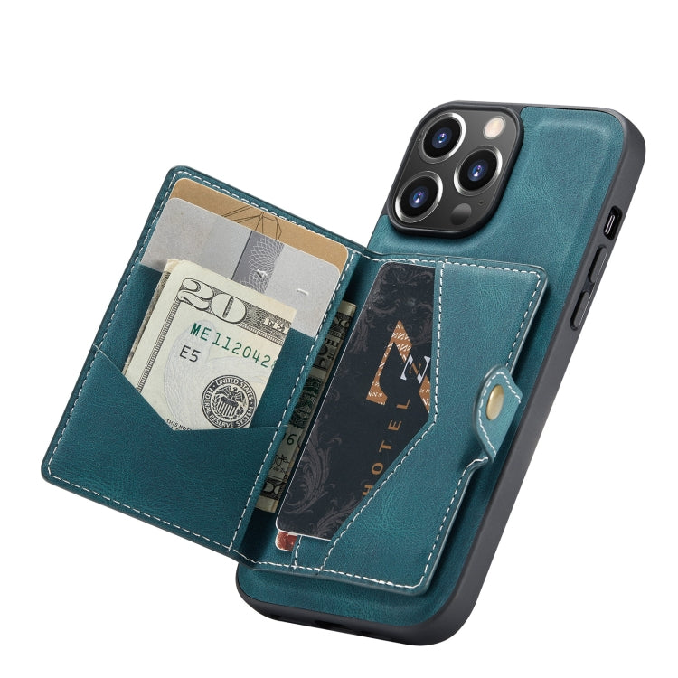 For iPhone 13 mini JEEHOOD Retro Magnetic Detachable Protective Case with Wallet & Card Slot & Holder (Blue) - HoMEdemic™ 