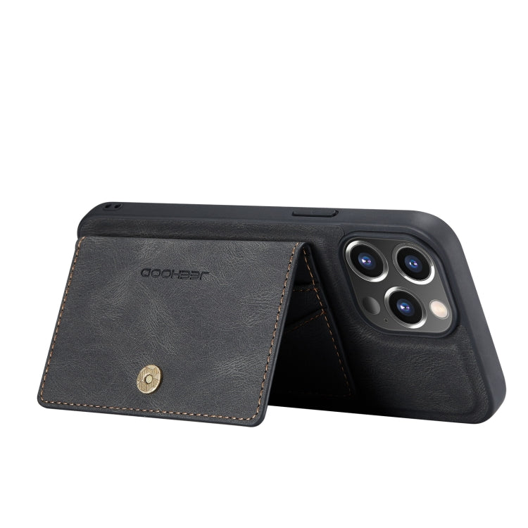 For iPhone 13 Pro JEEHOOD Retro Magnetic Detachable Protective Case with Wallet & Card Slot & Holder (Black) - HoMEdemic™ 