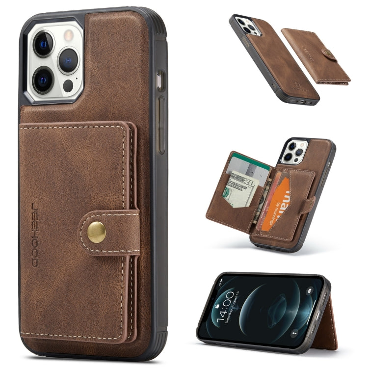For iPhone 13 Pro JEEHOOD Retro Magnetic Detachable Protective Case with Wallet & Card Slot & Holder (Brown) - HoMEdemic™ 