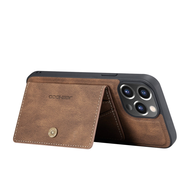 For iPhone 13 Pro JEEHOOD Retro Magnetic Detachable Protective Case with Wallet & Card Slot & Holder (Brown) - HoMEdemic™ 