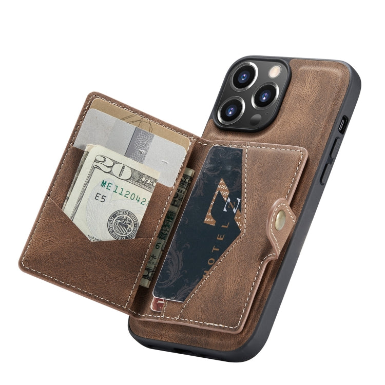For iPhone 13 Pro JEEHOOD Retro Magnetic Detachable Protective Case with Wallet & Card Slot & Holder (Brown) - HoMEdemic™ 